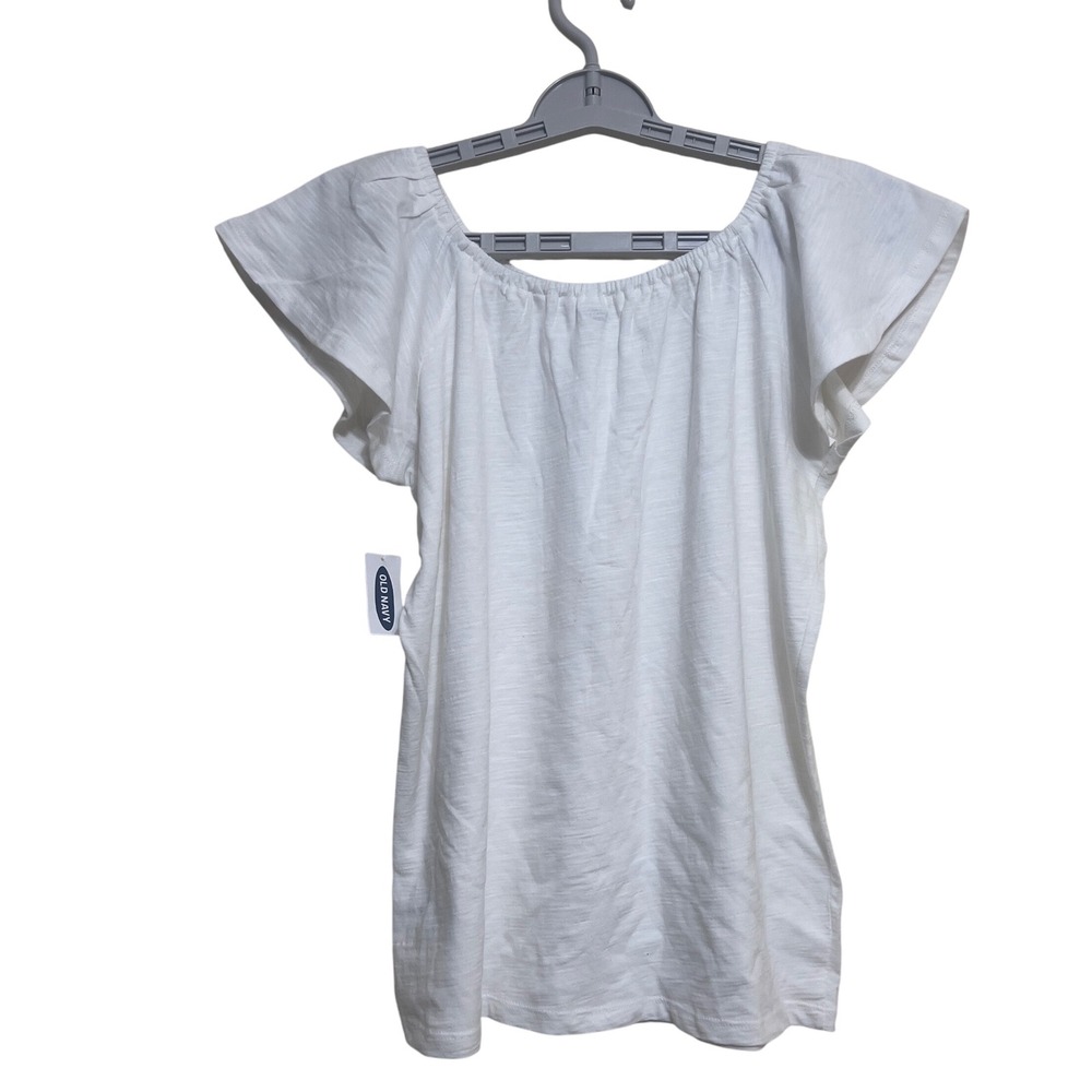Old‎ Navy Softest Tee Off Shoulder Flutter Sleeve White XL 14